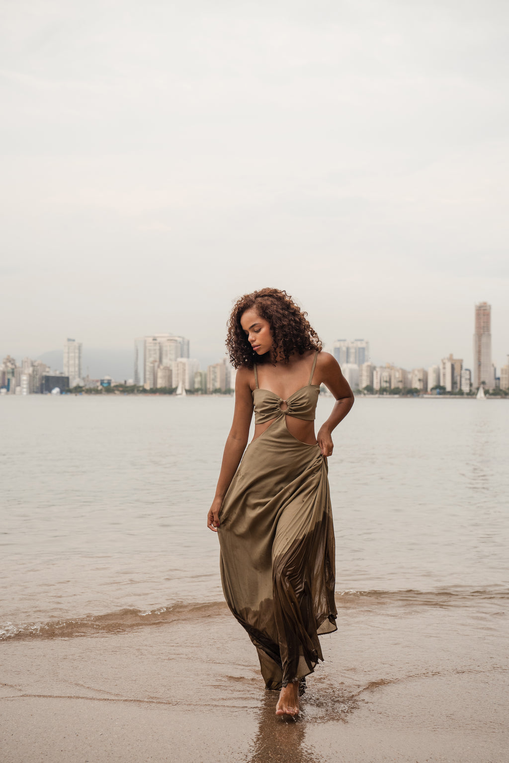 Vestido Longo Peônia Oliva